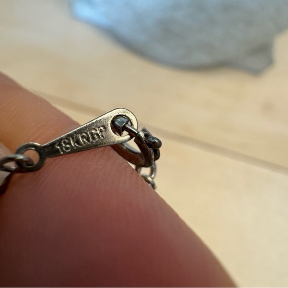 18K RPG Necklace and Silver Tone Rhinestone Heart Pendant Brooch Vintage - Picture 8 of 12